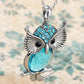 Light Blue Owl Bird Eye Pendant Necklace
