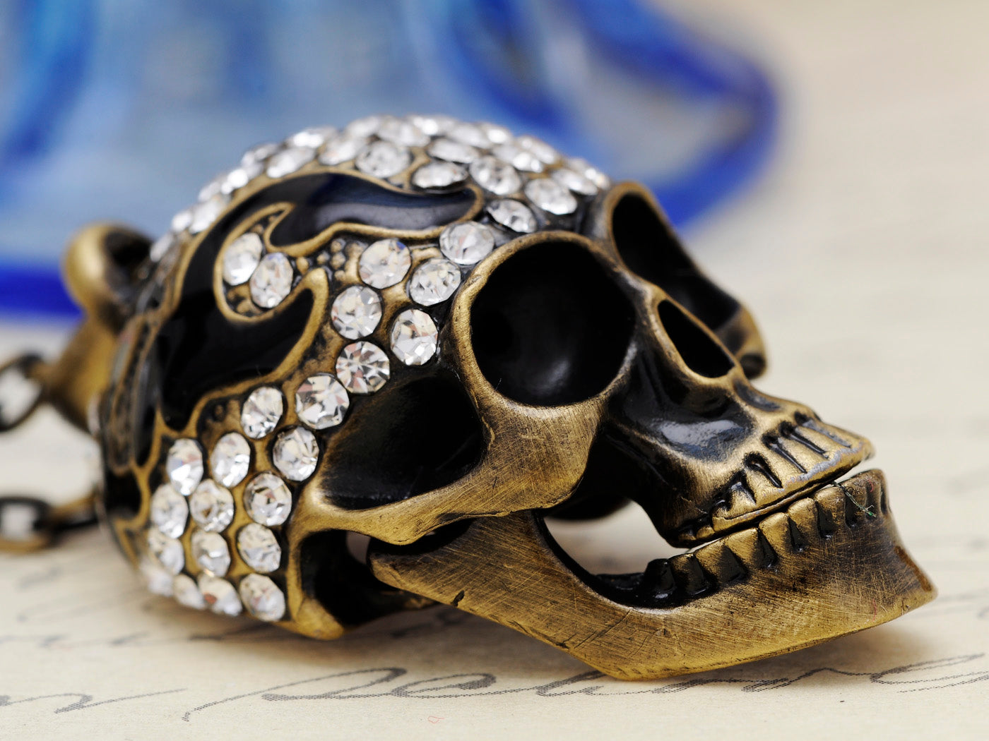 Moving Mandible Skull Head Pendant Necklace