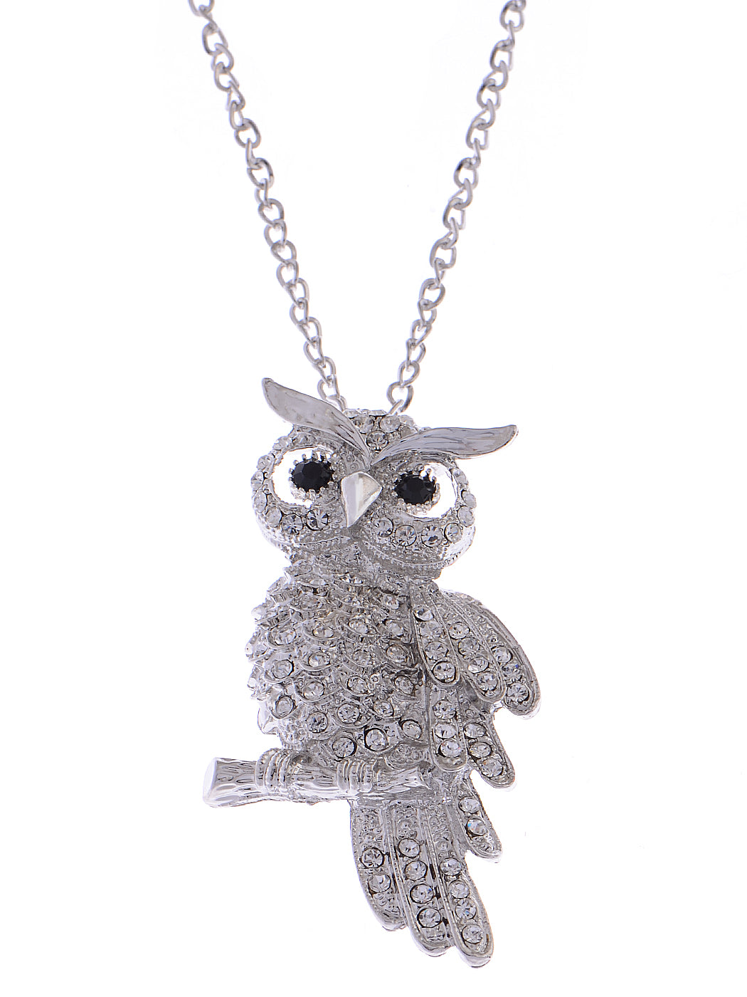 Antique Owl Bird Topaz Color Animal Pendant Necklace