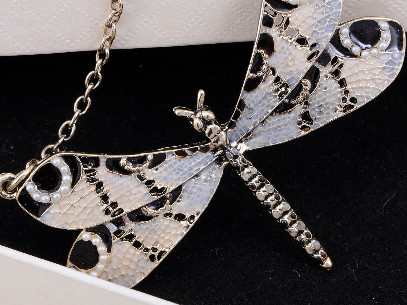 Dragonfly Butterfly Bug Pearl Bead Necklace