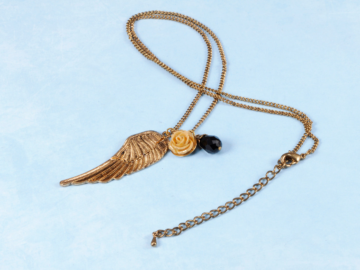 Angel Wing Rose Charm Jewelry Necklace