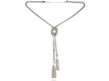 Contemporary Knot Chain Link Dangle Tassel Necklace