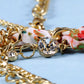 Overlay Double Chain Flower Ribbon Lace Pearl Bead