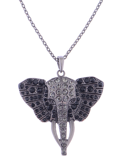 Antique Black African Elephant Head Pendant Necklace