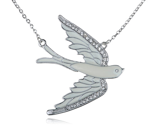 Colored White Bird Dove Pendant Necklace