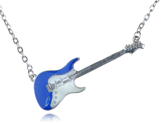 Fun Enamel Painted Rockstar Guitar Pendant Necklace