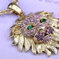 Detailed Light Purple Fierce Lion Pendant Necklace