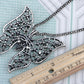Antique Pastel Multicolored Butterfly Pendant Necklace
