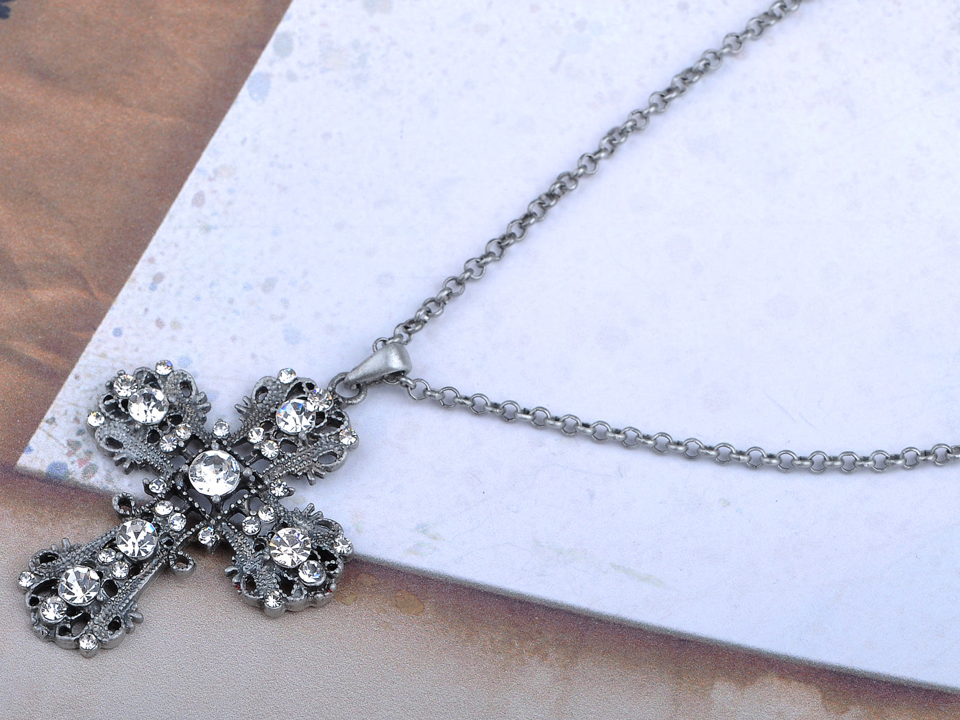 Intricate Detail Cross Pendant Necklace