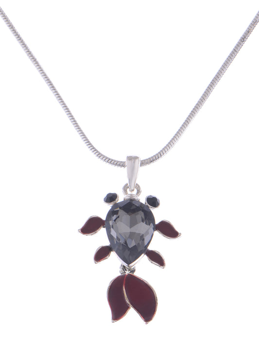 Red Ruby Enamel Painted Morion Black Fish Pendant Necklace