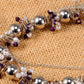 Silver Purple Pearl Beaded Chain Multilayer Party Choker Necklace