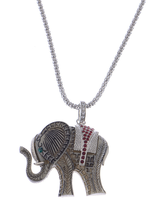 Elephant Reproduction Carved Animal Pendant Necklace