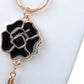 Able Black White Enamel Painted Flower Dangle Necklace