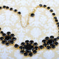 Jet Black Sunflower Dahlia Bohemian Circular Gothic Element Necklace