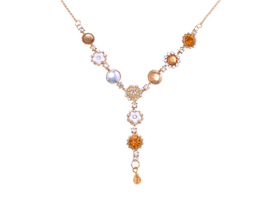 Topaz Dainty Flowers Y Shaped Necklace