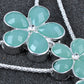 Light Turquoise Coloured Triple Stacked Daisy Flower Floral Hang Dangle Necklace