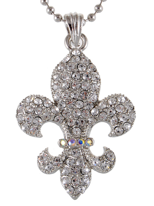 Iridescent Fleur De Lis Necklace Pendant