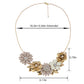 Flower Pearl Statement Bib Necklace With Gray Yellow Enamel