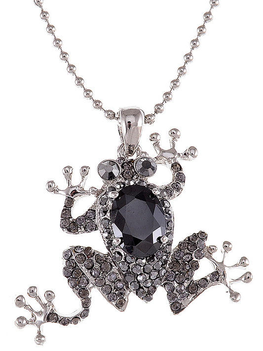 Frog Necklace Pendant Jet