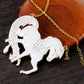 Antique Horse Pendant Gallops Enamel Finish Necklace