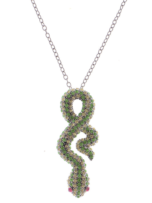 Green Snake White Red Accents Day In Jungle Beauty Champ Necklace