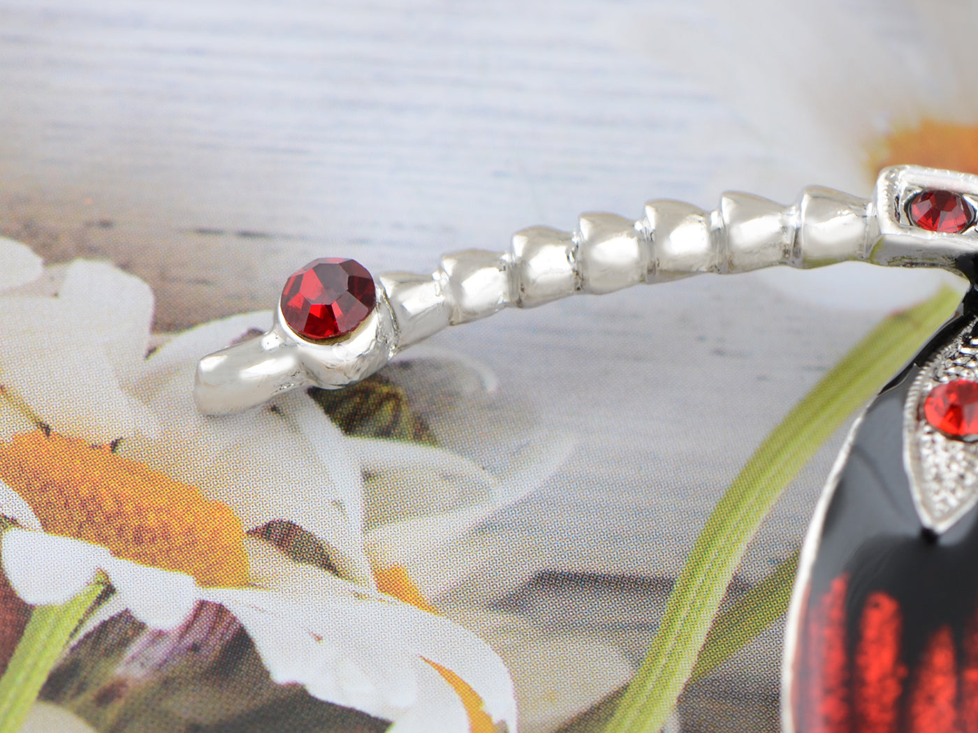 Splendid Red Enamel Ruby Dragonfly Necklace Pendant