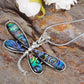 Natural Sea Shell Enamel Dragonfly Necklace Pendant