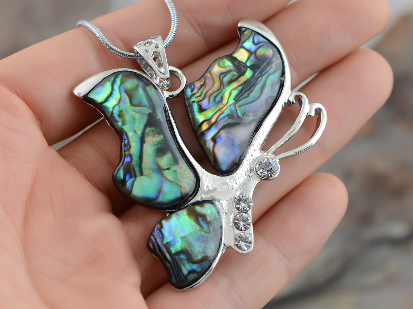 Natural Sea Shell Butterfly Necklace Pendant