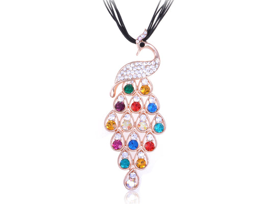 Multicoloured Studded Peacock Showtime Talent Showcase Beauty Strut Necklace