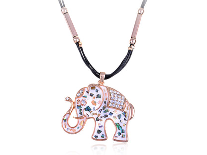 Rose Colorful Enamel Elephant Pendant Necklace