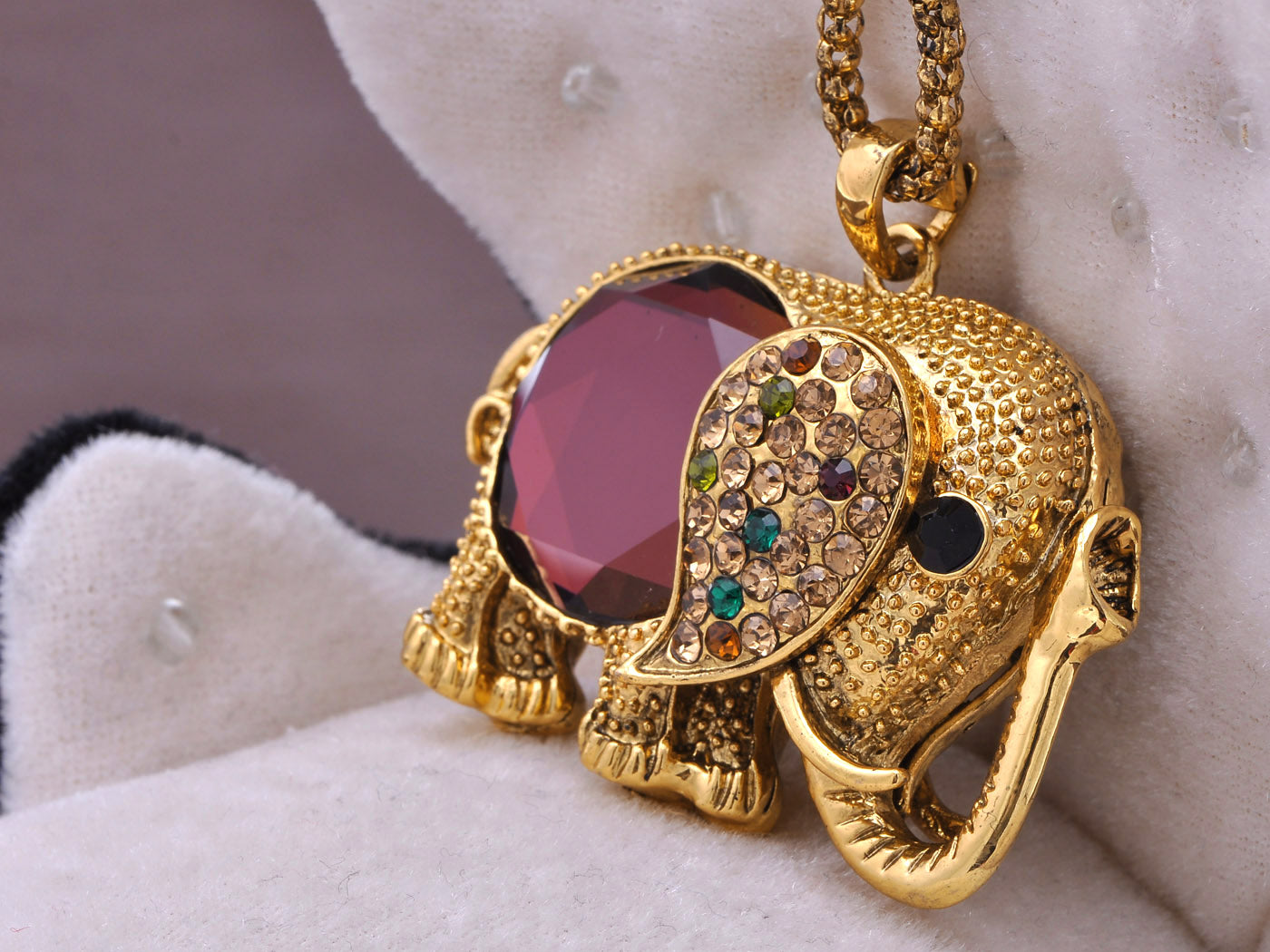 Amethyst Multicolored Studded Elephant Chain Necklace