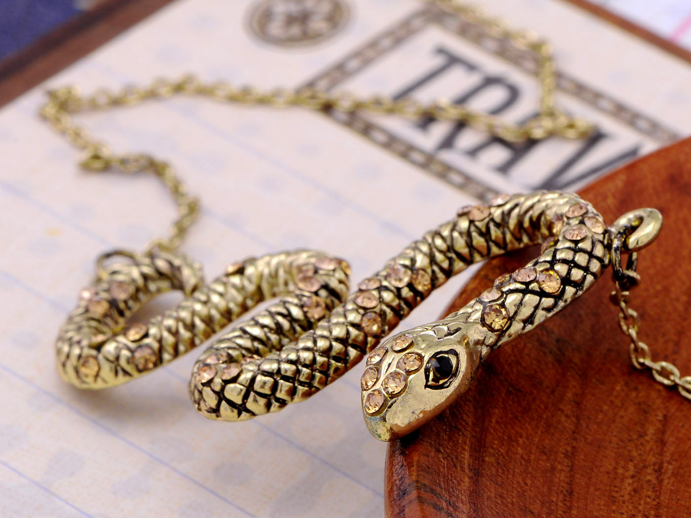 Antique Encrusted Snake Chain Necklace