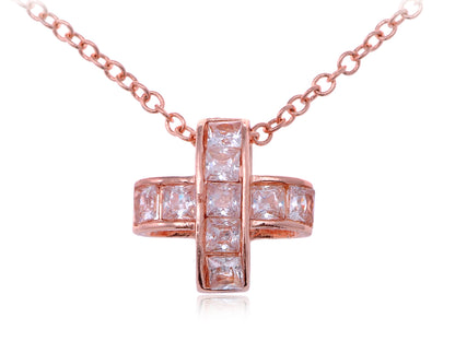 Rose Element Cross Pendant Chain Necklace