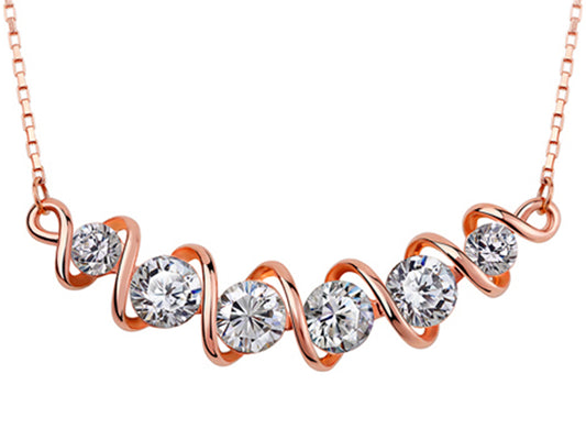 Rose Spiral Diamond Element Chain Necklace