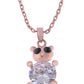 Rose Petite Bear Diamond Rhine Element Pendant Chain Necklace