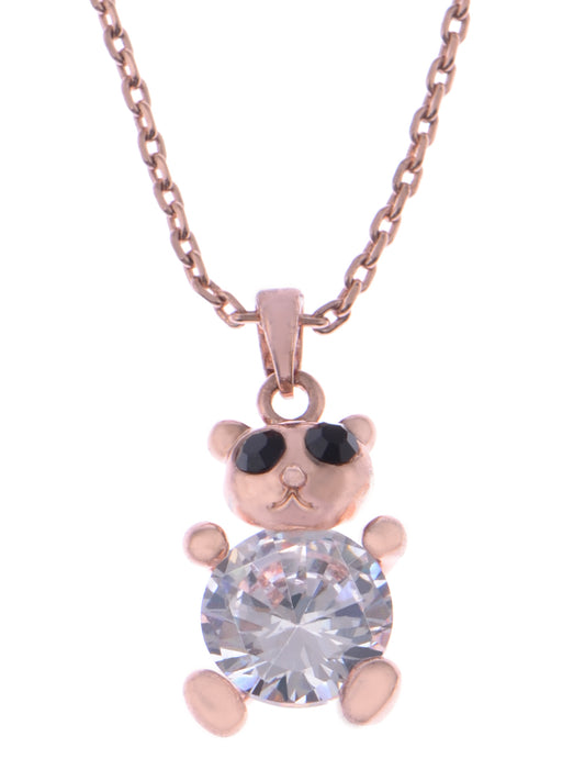 Rose Petite Bear Diamond Rhine Element Pendant Chain Necklace