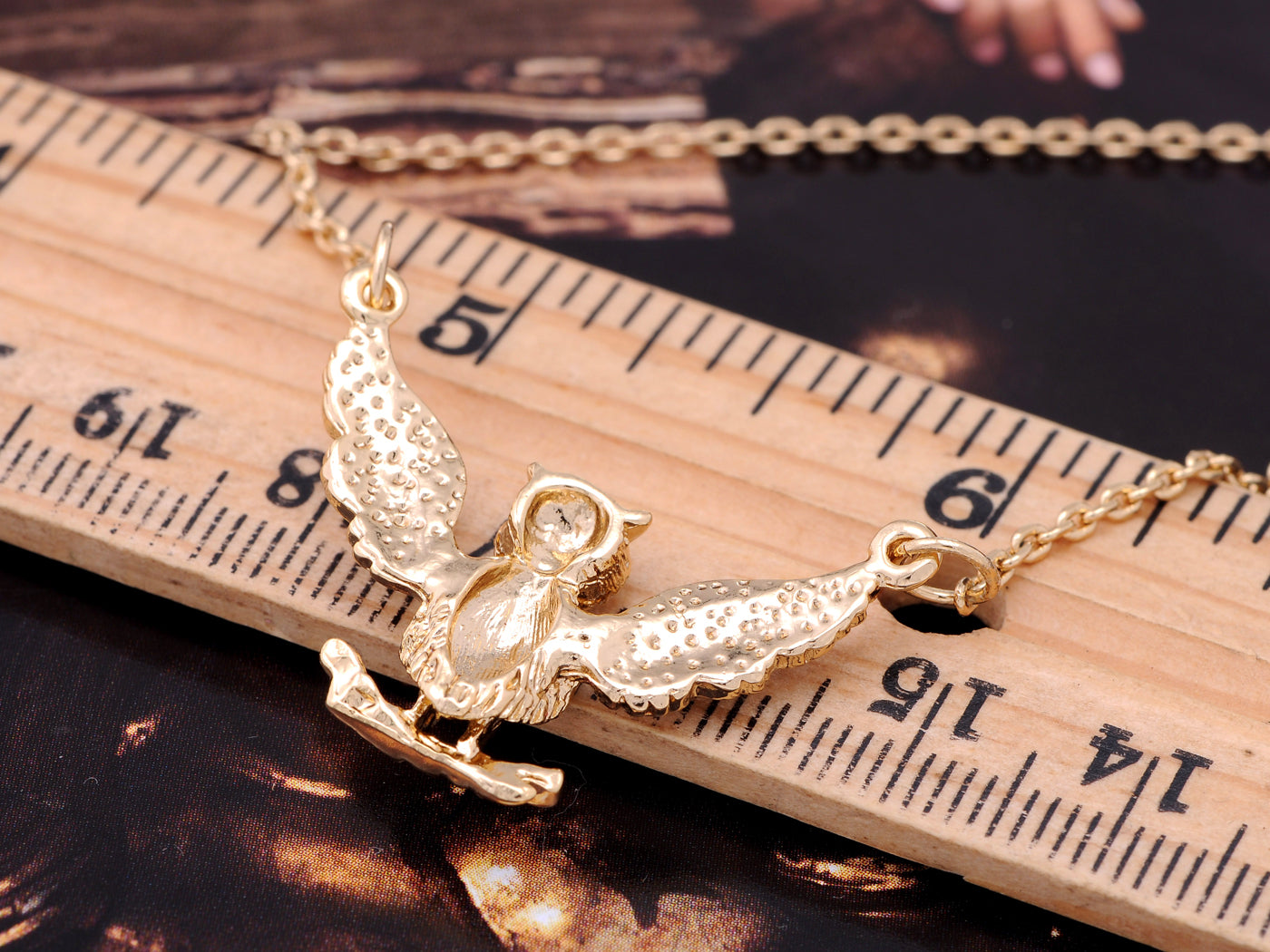 Multi Color Encrusted Owl Pendant Chain Necklace