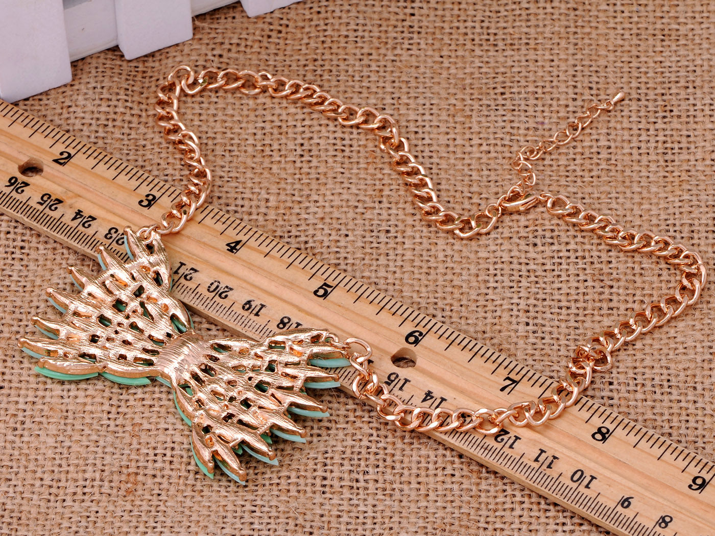 Geometric Enamel Bow Mosaic Design Chain Necklace