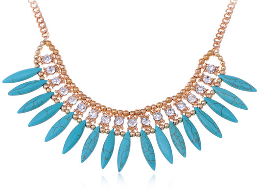 Turquoise Beads Spike Design Necklace