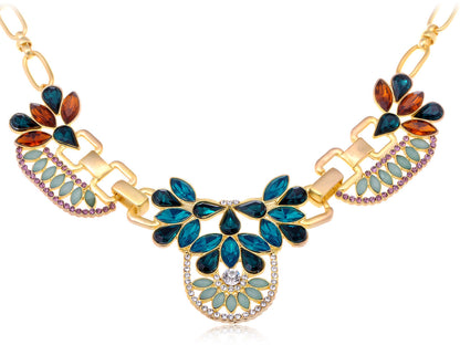 Multicoloured Teardrop Cut Floral Collar Necklace
