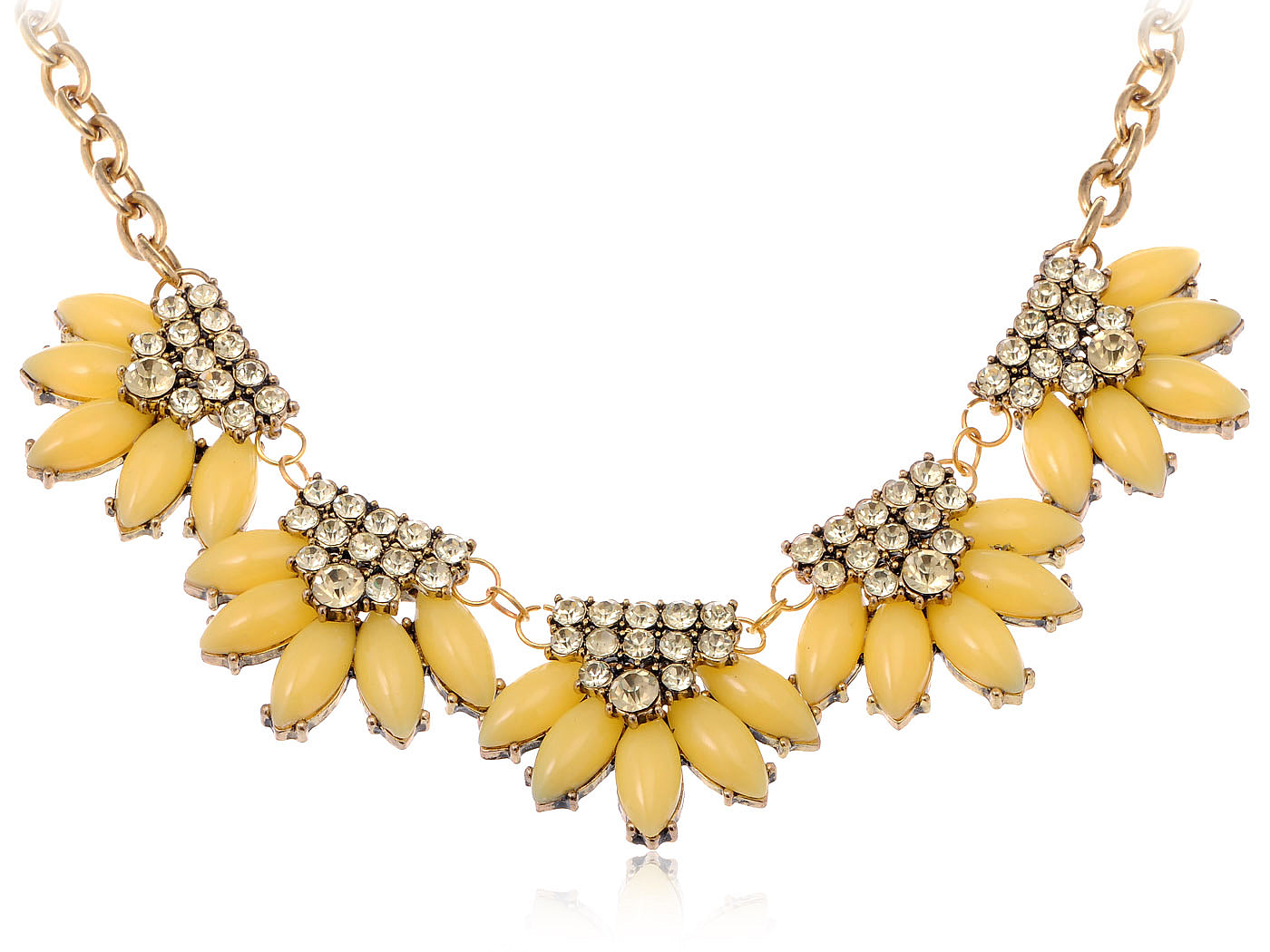 And Sunshine Yellow Beads Floral Collar Necklace