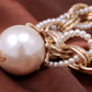 Chain Link Twist Braid Pearl Choker Necklace
