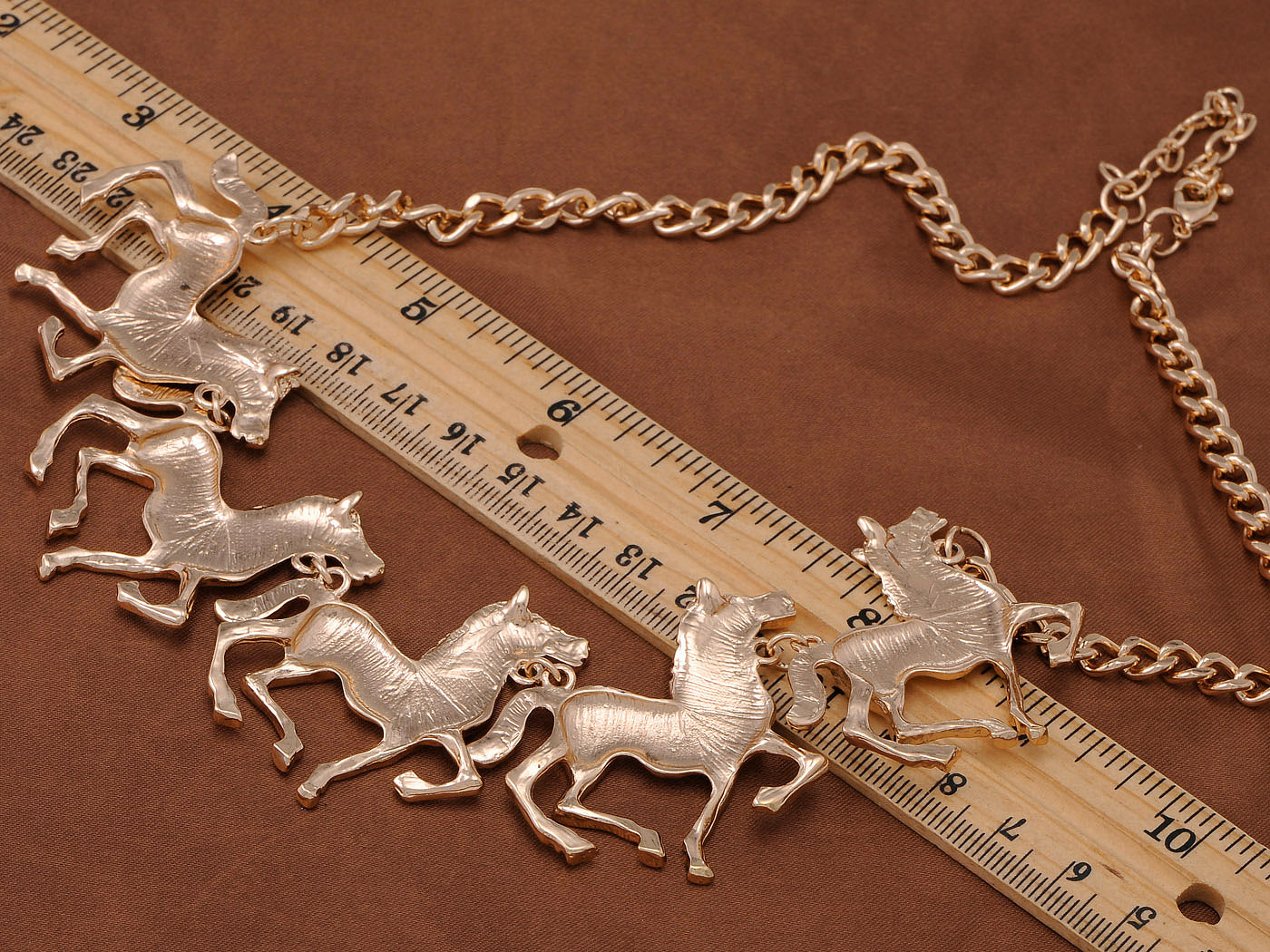 Five Stallions Horses Racing On Your Neck Statement Necklace