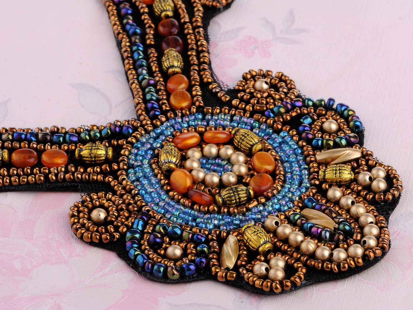 Tribal Ethnic Colorful Beaded Bib Statement Necklace