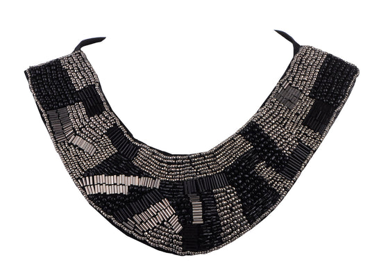 Tribal And Ethnic Gun And Black Beaded Collar Bib Necklace