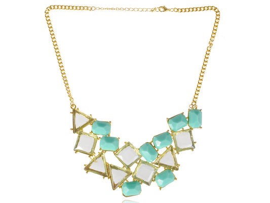 Topaz And Diamond Shape Statement Necklace With Chain