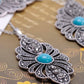 Leaf Turquoise Gray Necklace Earring Set
