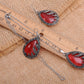 Silver Gun Ruby Great Gatsby Flapper Pendant Necklace Earring Set