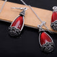 Tribal Majestic Ruby Gem Pendant Gun Necklace Earring Set