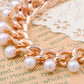 Chic Girly Chain With White Pearls Necklace